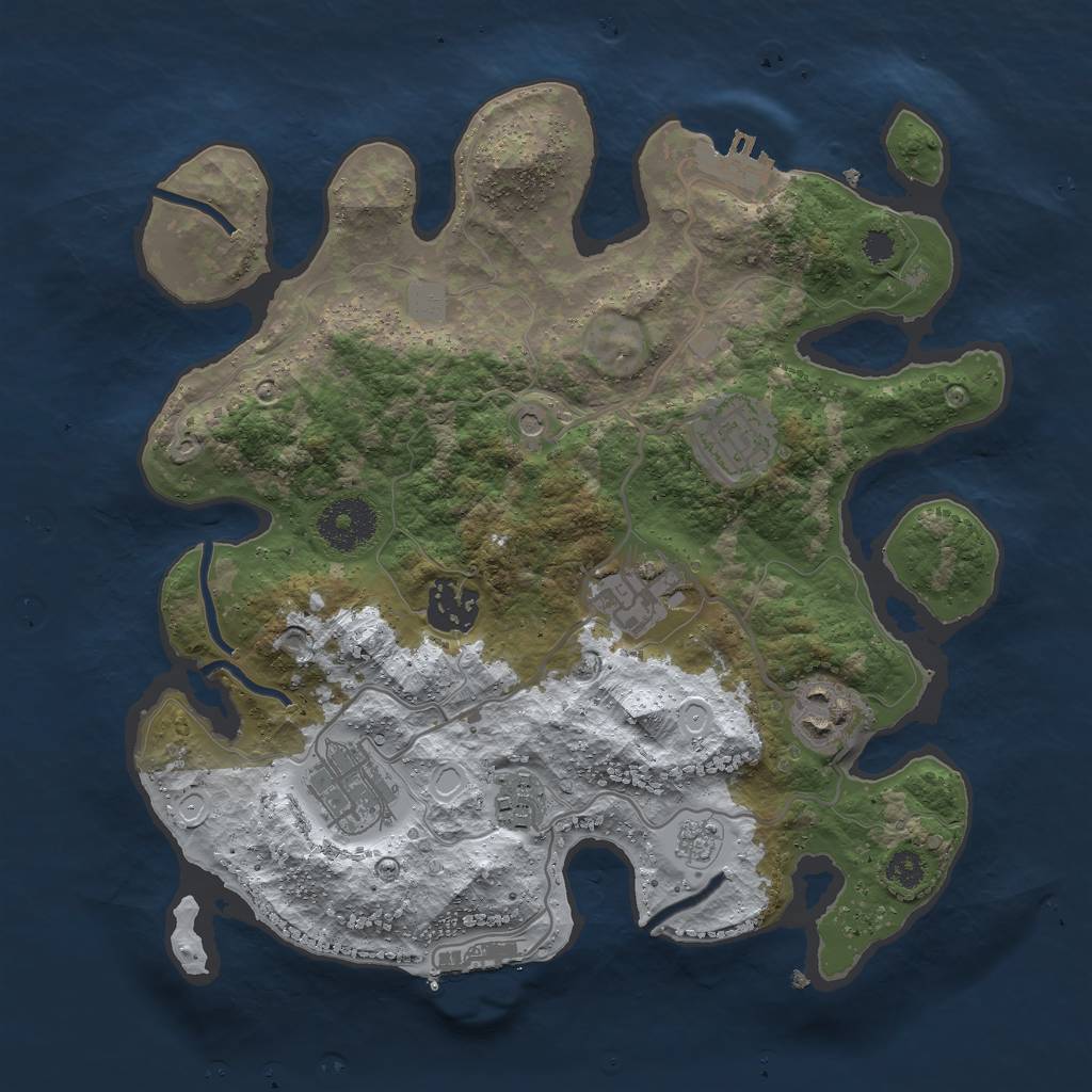 Rust Map: Procedural Map, Size: 3000, Seed: 2421050, 15 Monuments