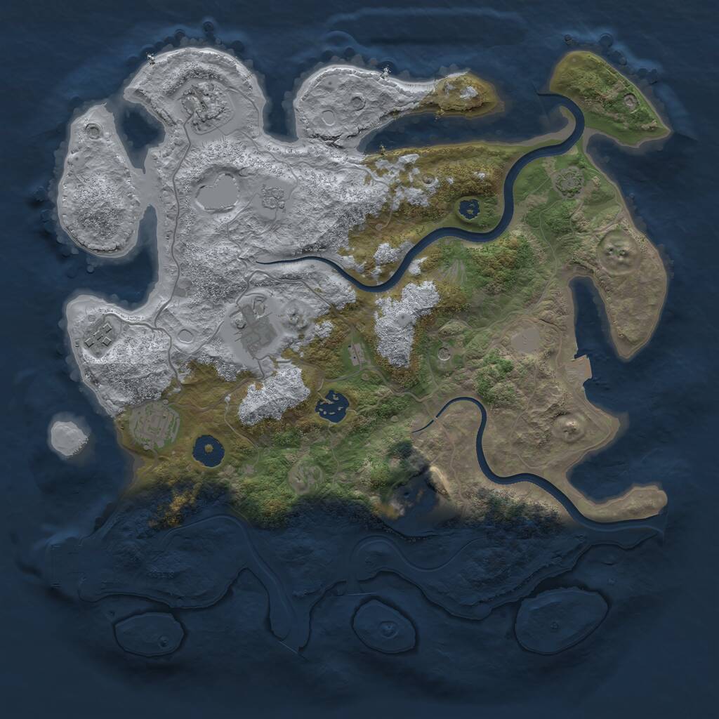 Rust Map: Procedural Map, Size: 3500, Seed: 833188, 11 Monuments