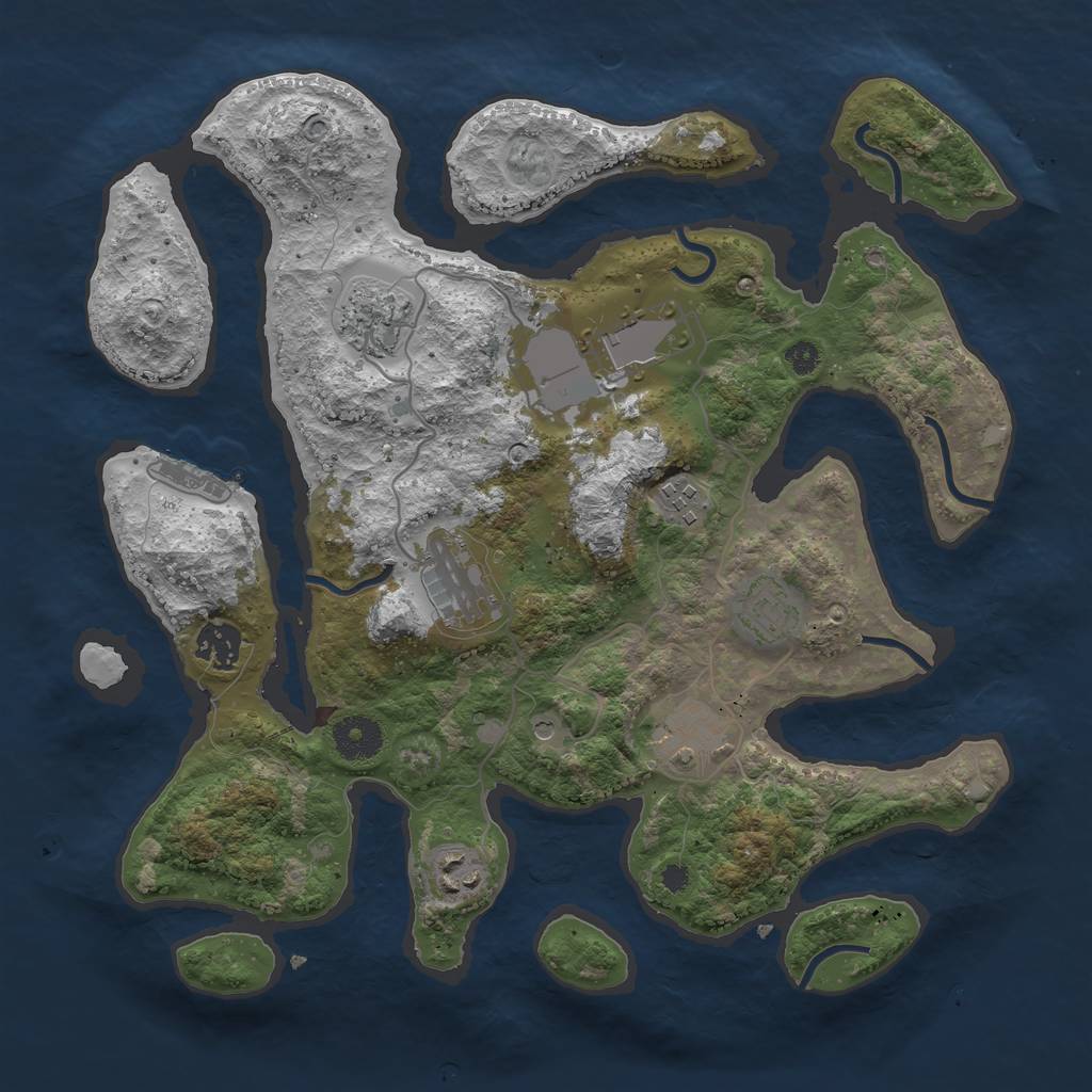 Rust Map: Procedural Map, Size: 3500, Seed: 833188, 12 Monuments