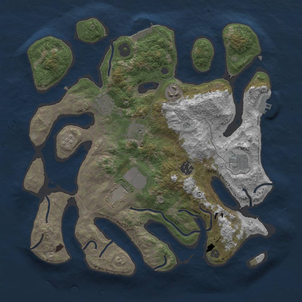 Rust Map: Procedural Map, Size: 3500, Seed: 755791, 12 Monuments