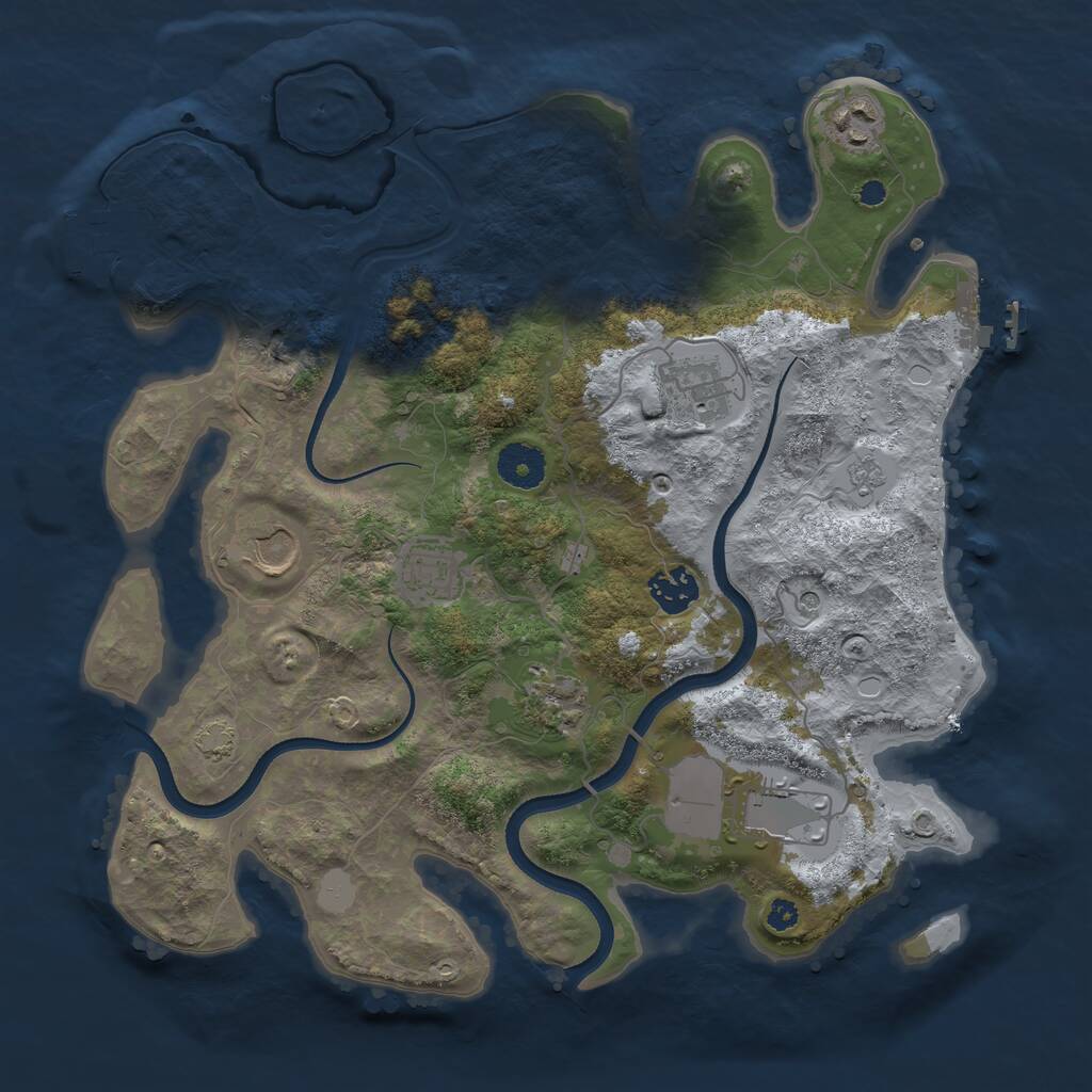 Rust Map: Procedural Map, Size: 3500, Seed: 755791, 13 Monuments