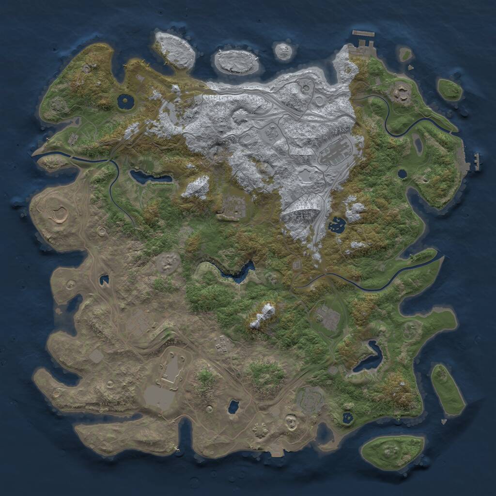 Rust Map: Procedural Map, Size: 4500, Seed: 1497824554, 17 Monuments