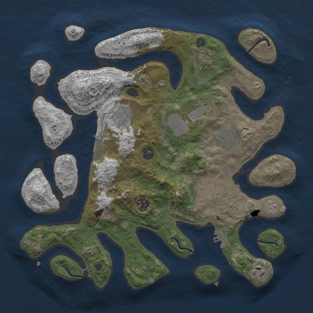 Rust Map: Procedural Map, Size: 3600, Seed: 681101, 13 Monuments