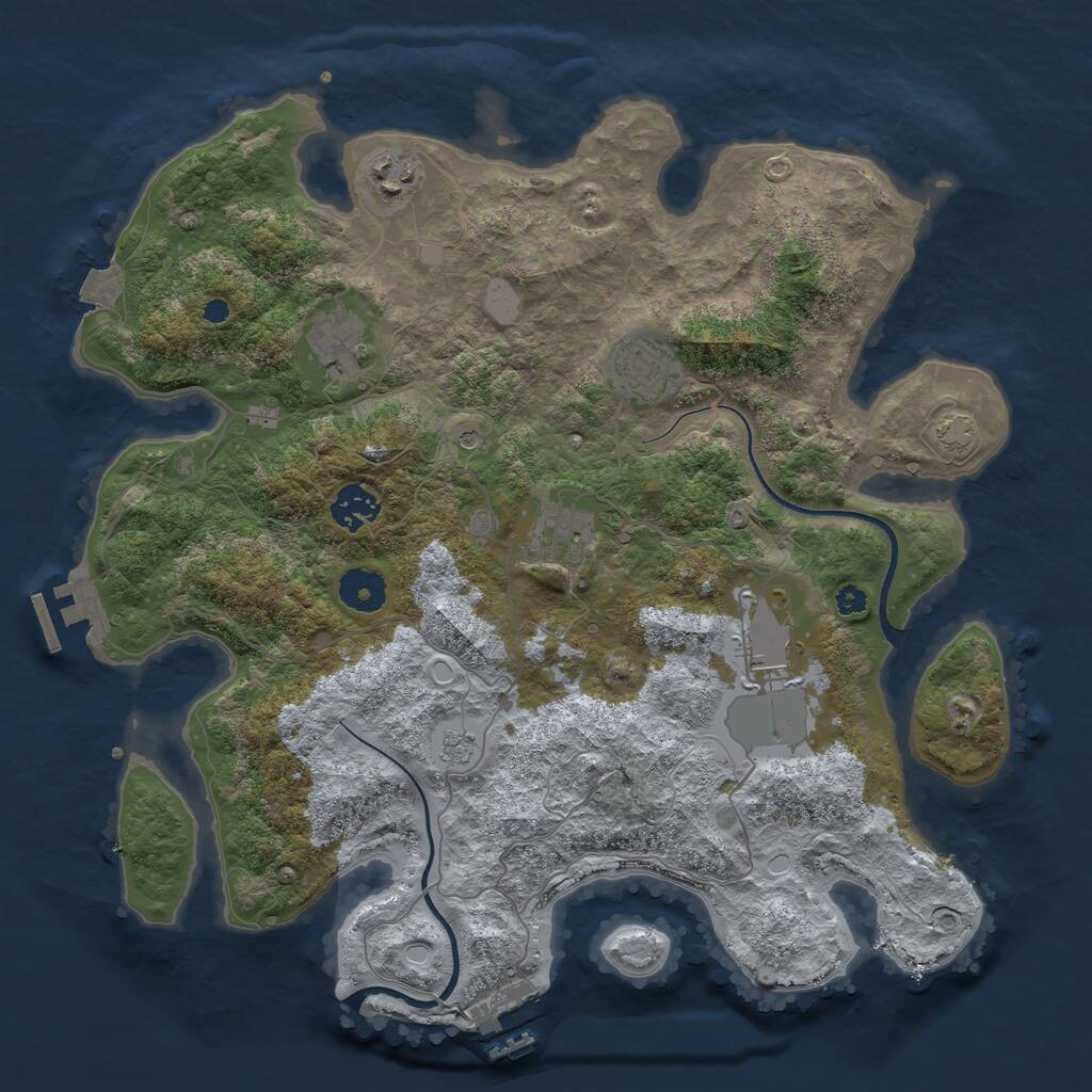 Rust Map: Procedural Map, Size: 3600, Seed: 550936, 12 Monuments