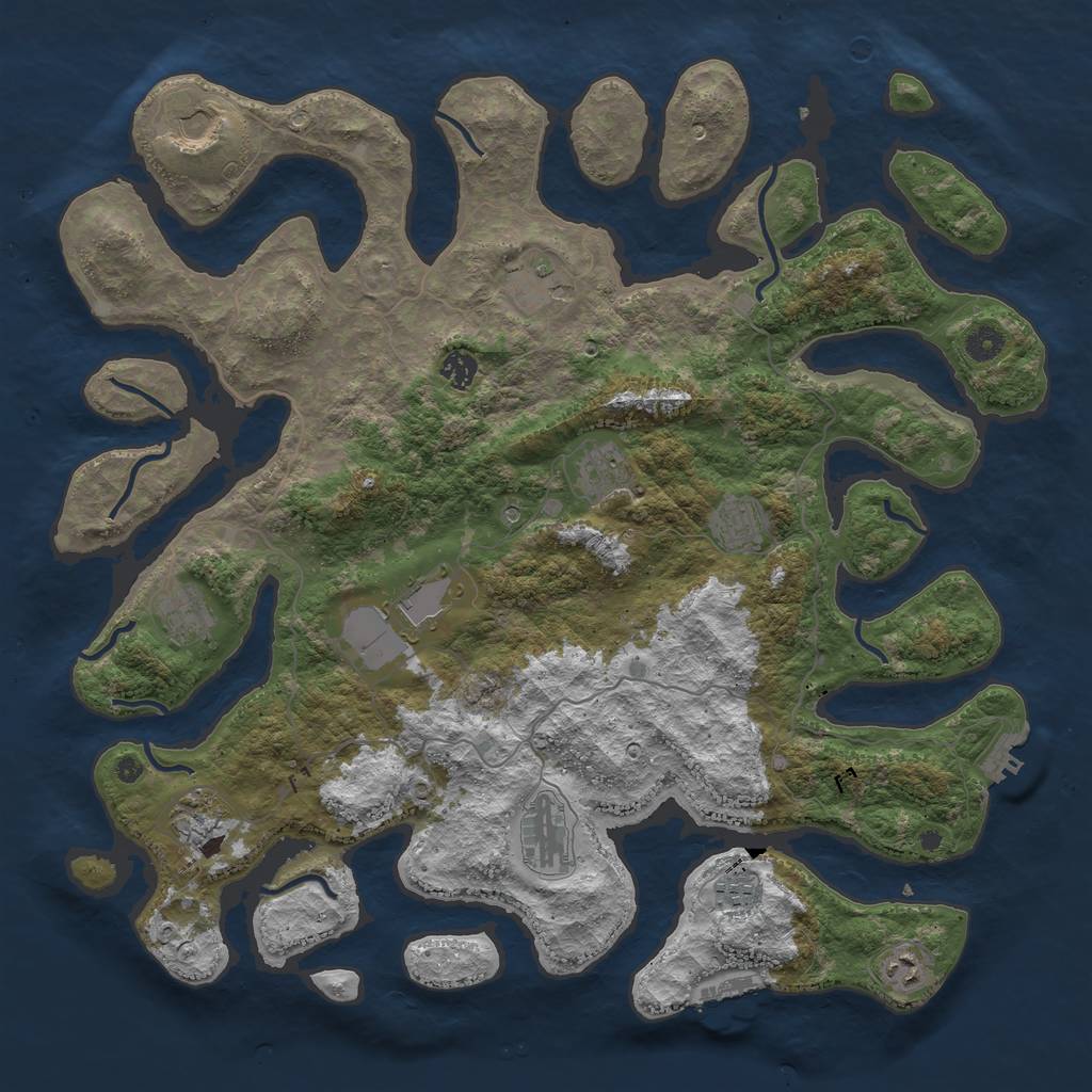 Rust Map: Procedural Map, Size: 4500, Seed: 1111886186, 16 Monuments