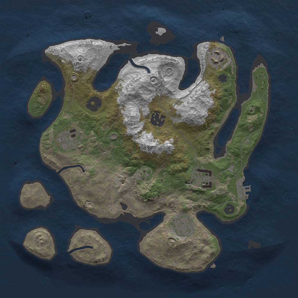 Rust Map: Procedural Map, Size: 3000, Seed: 90551147, 9 Monuments