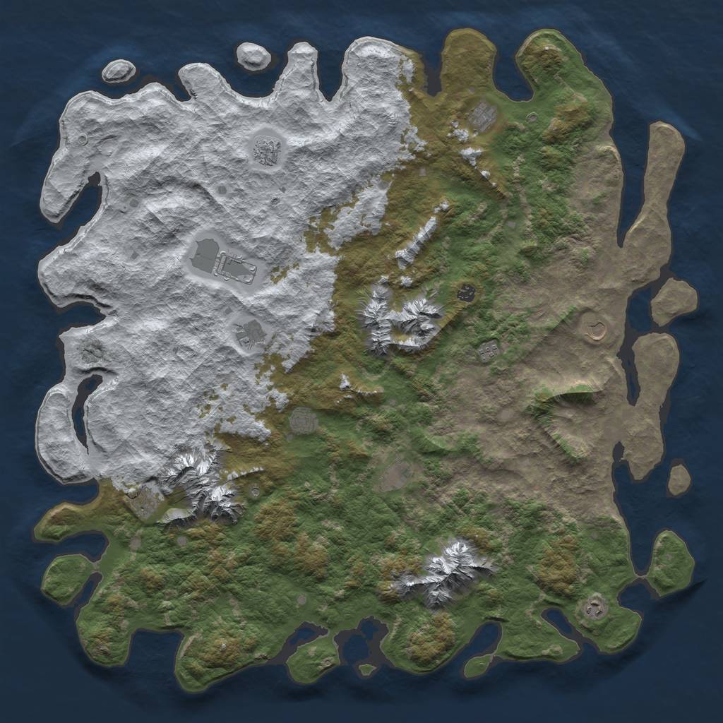 Rust Map: Barren, Size: 6000, Seed: 159753, 14 Monuments