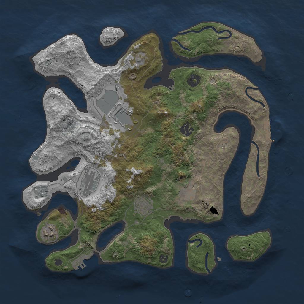 Rust Map: Procedural Map, Size: 3500, Seed: 779480, 12 Monuments