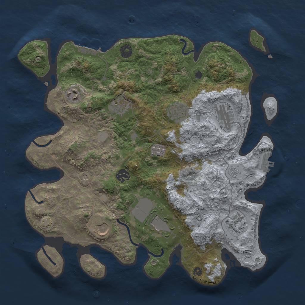 Rust Map: Procedural Map, Size: 3500, Seed: 259555488, 17 Monuments