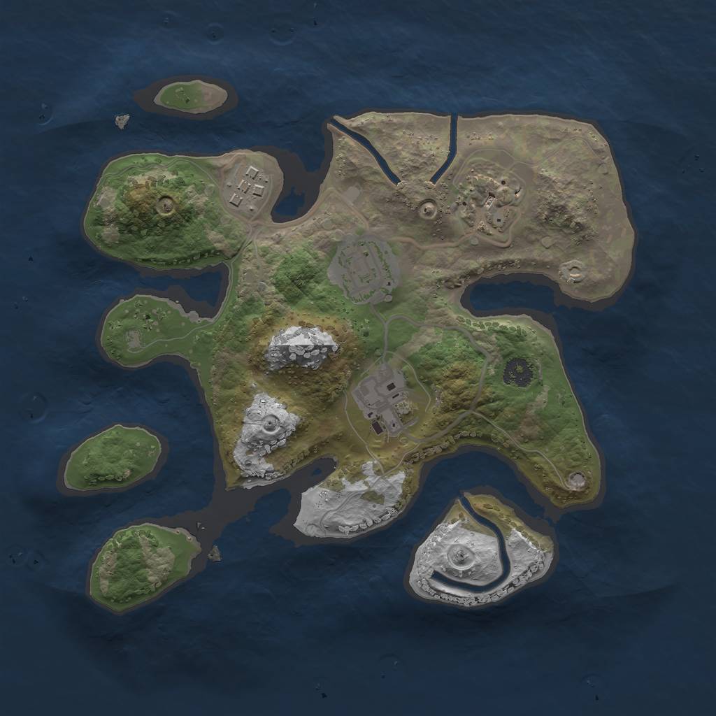 Rust Map: Procedural Map, Size: 2500, Seed: 814076114, 6 Monuments