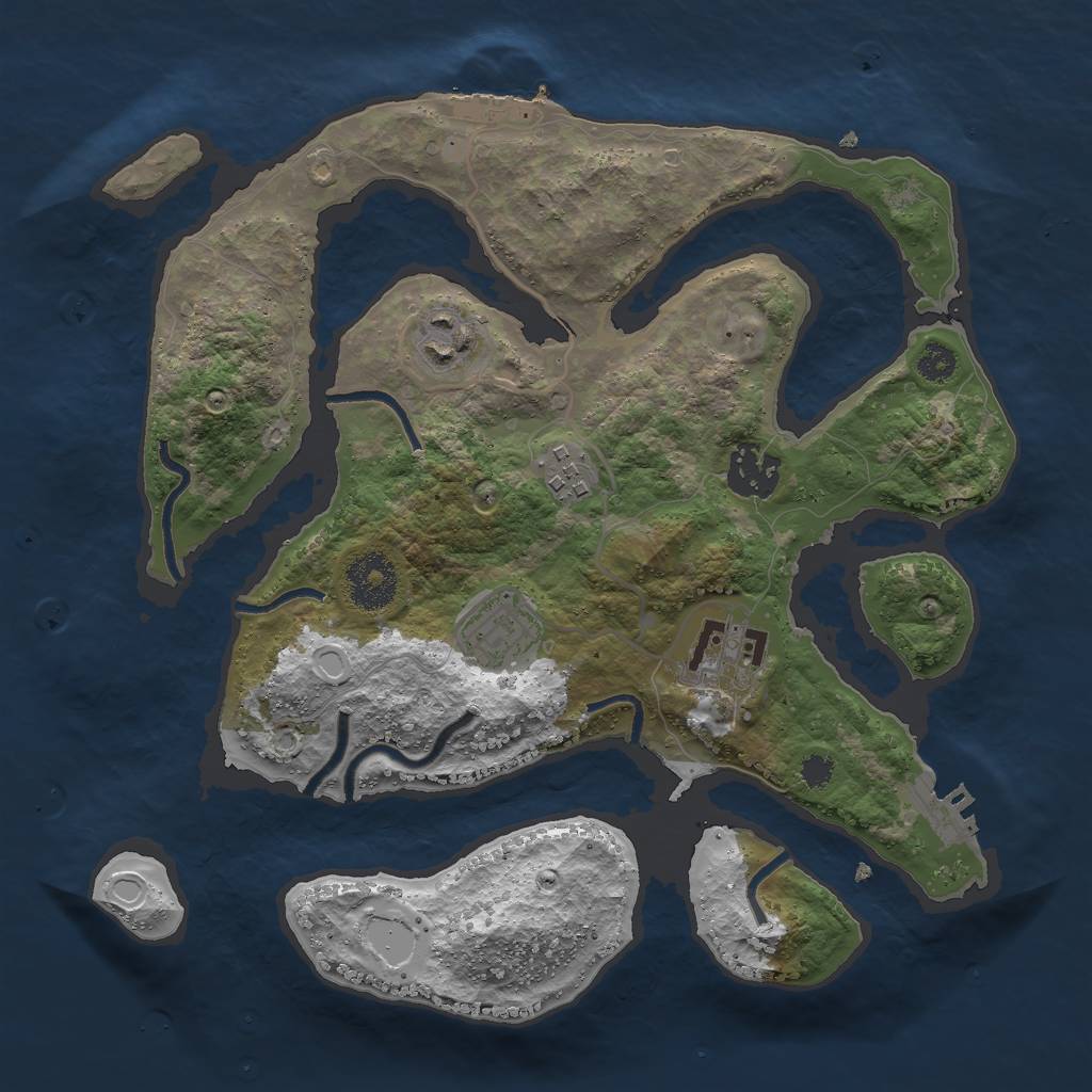 Rust Map: Procedural Map, Size: 3000, Seed: 2145046965, 15 Monuments