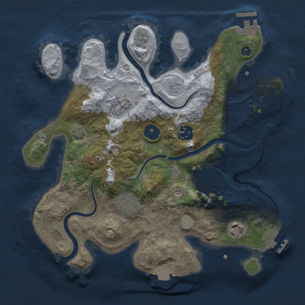 Rust Map: Procedural Map, Size: 3000, Seed: 2109756645, 12 Monuments