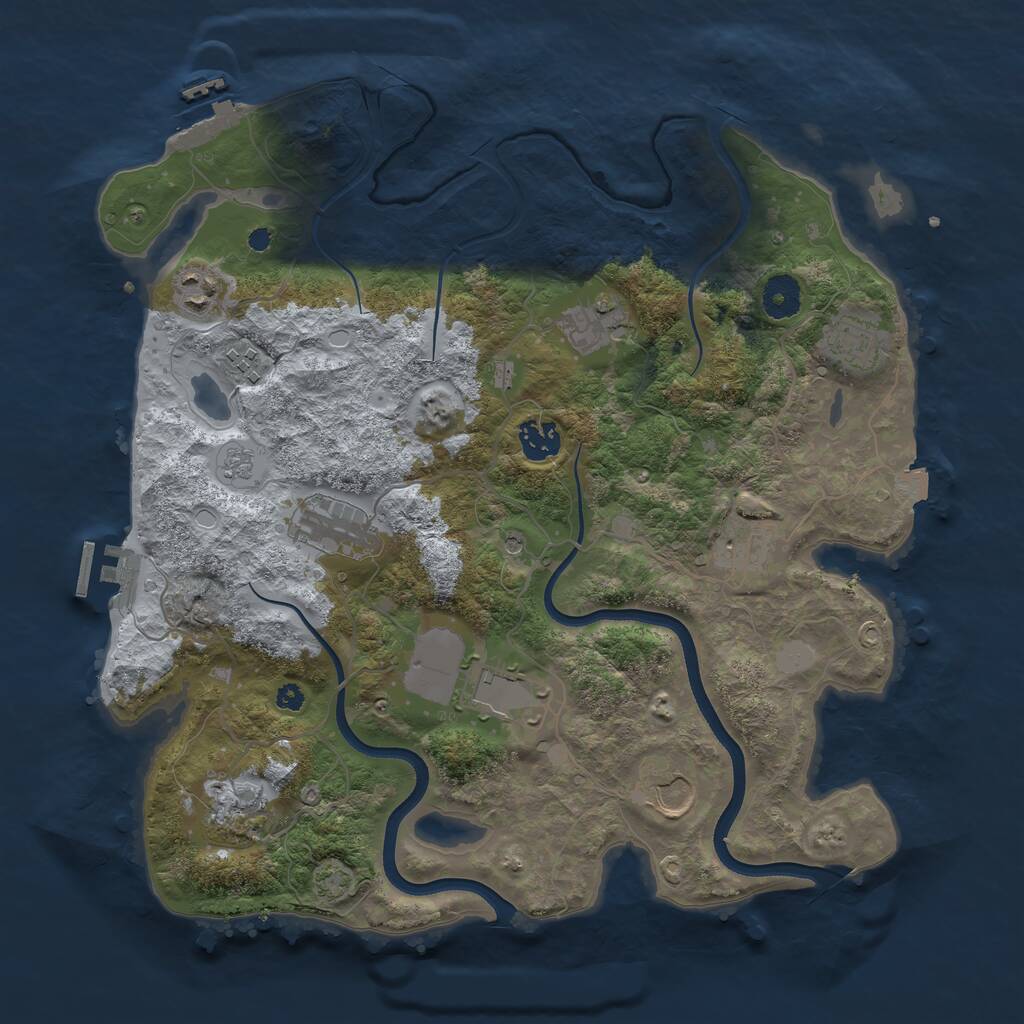 Rust Map: Procedural Map, Size: 3700, Seed: 458, 16 Monuments