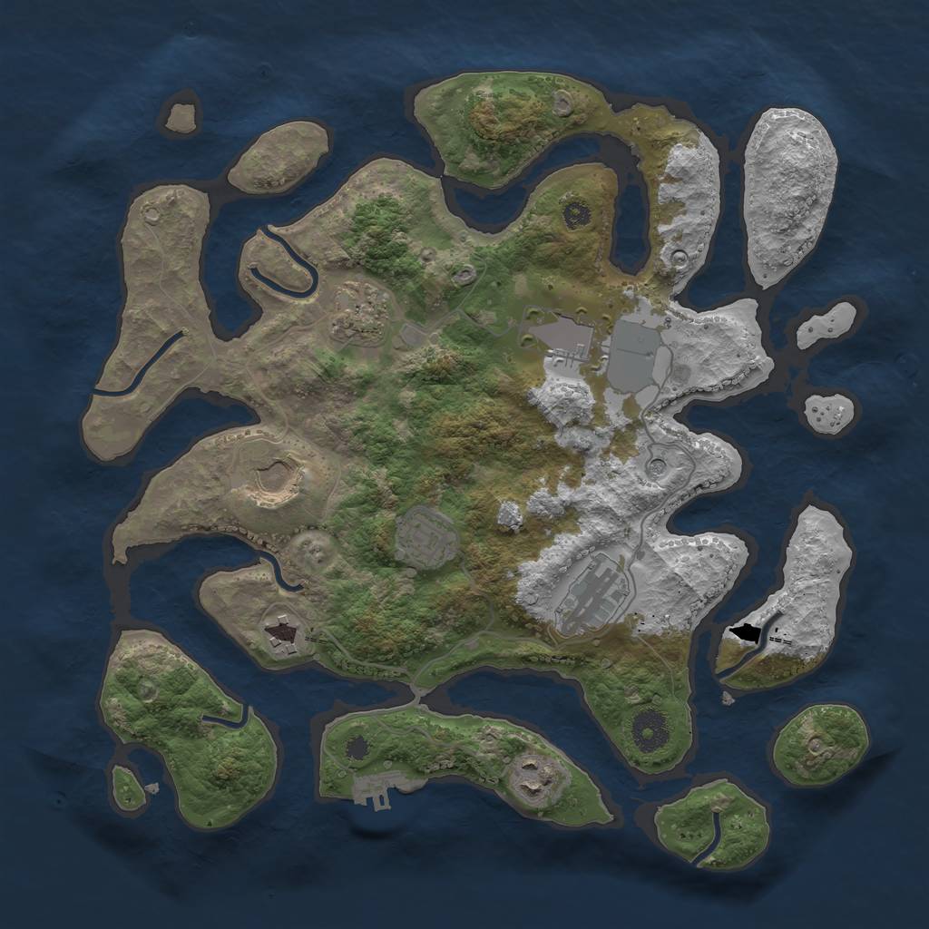 Rust Map: Procedural Map, Size: 3500, Seed: 606143, 11 Monuments