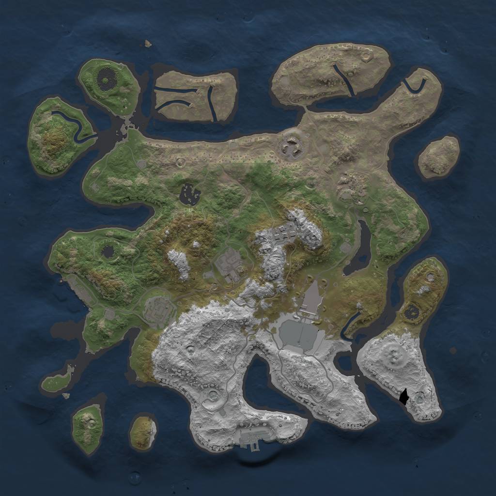 Rust Map: Procedural Map, Size: 3500, Seed: 992842, 12 Monuments