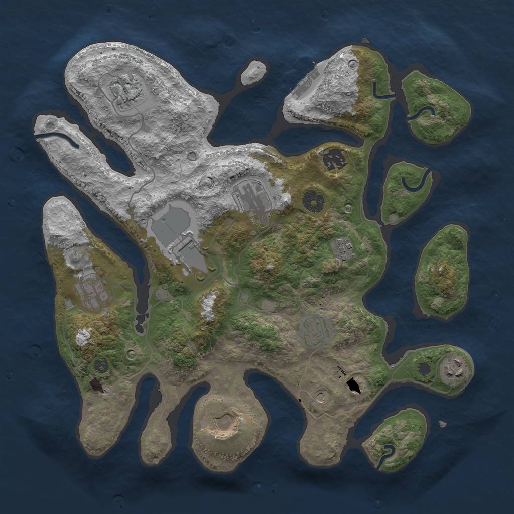 Rust Map: Procedural Map, Size: 3500, Seed: 100170499, 13 Monuments