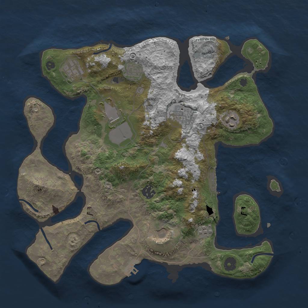 Rust Map: Procedural Map, Size: 3500, Seed: 549586, 13 Monuments