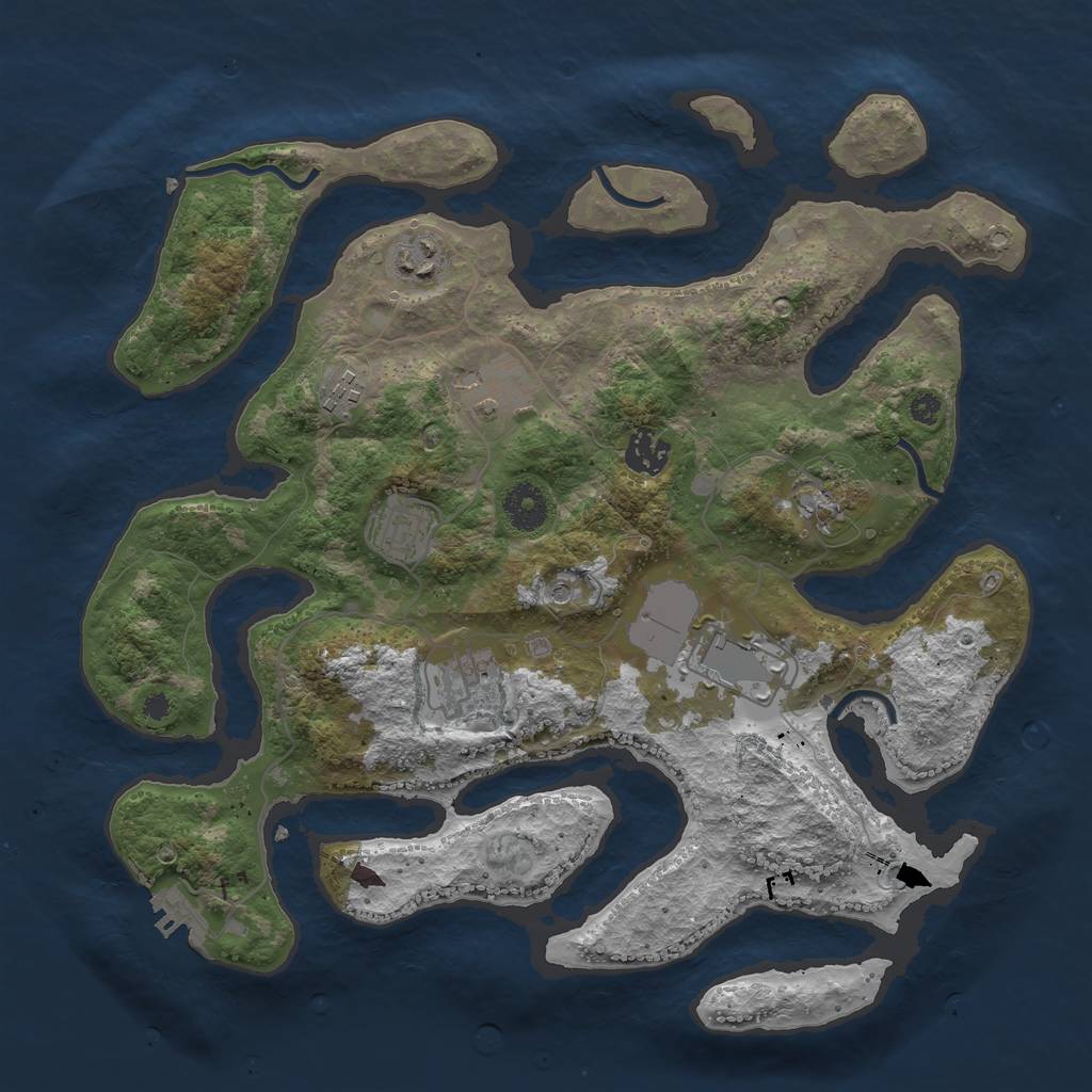 Rust Map: Procedural Map, Size: 3600, Seed: 26062117, 12 Monuments