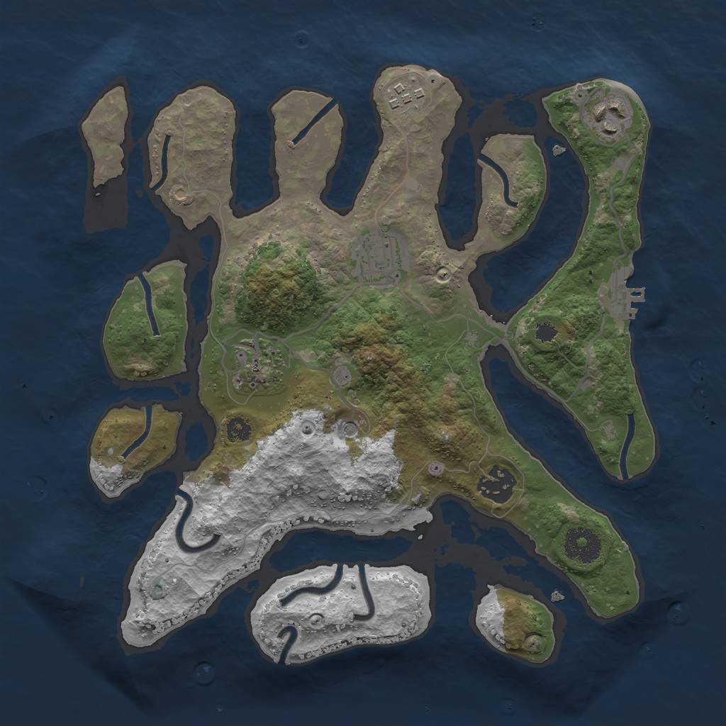 Rust Map: Procedural Map, Size: 3000, Seed: 67, 9 Monuments