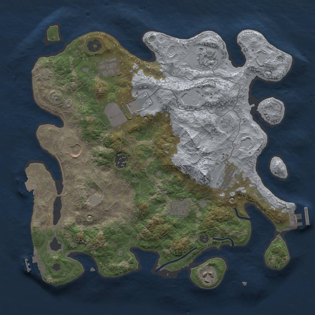 Rust Map: Procedural Map, Size: 3500, Seed: 427700, 13 Monuments