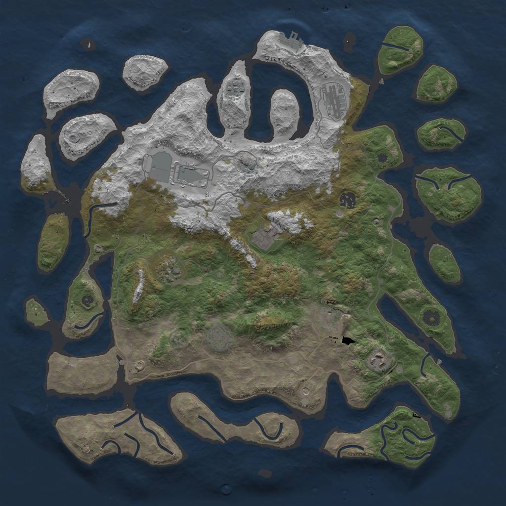 Rust Map: Procedural Map, Size: 4500, Seed: 2008760757, 13 Monuments