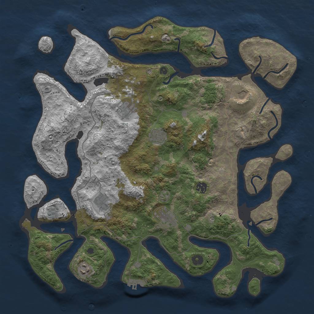 Rust Map: Procedural Map, Size: 4250, Seed: 833838861, 12 Monuments