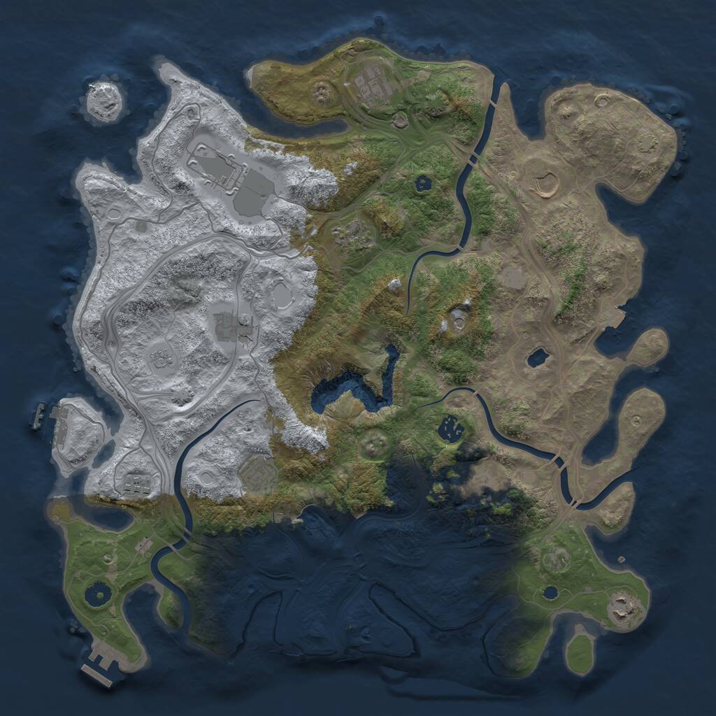Rust Map: Procedural Map, Size: 4250, Seed: 833838861, 16 Monuments