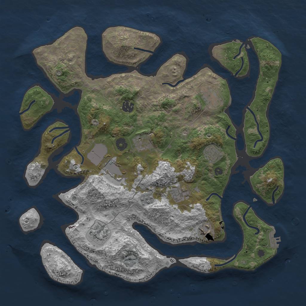 Rust Map: Procedural Map, Size: 3800, Seed: 1999, 13 Monuments