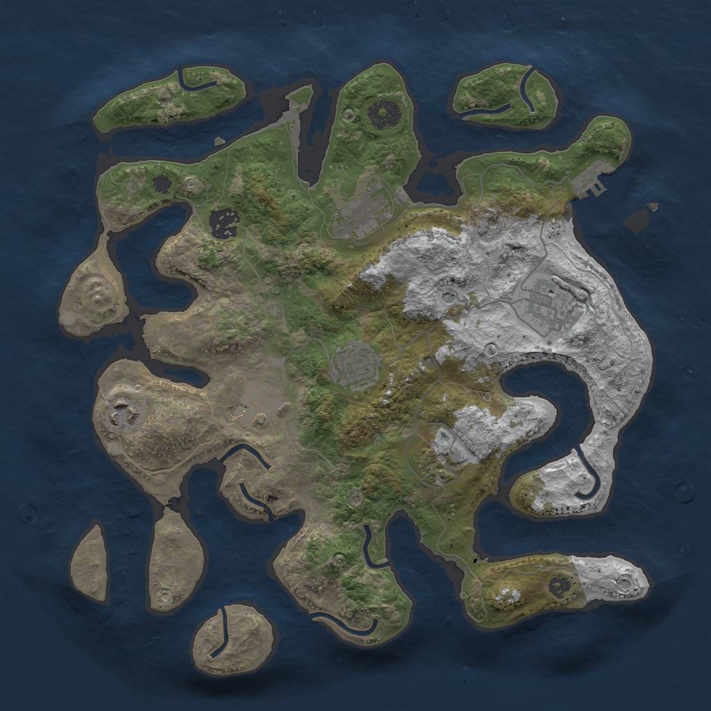 Rust Map: Procedural Map, Size: 3400, Seed: 2418666, 11 Monuments