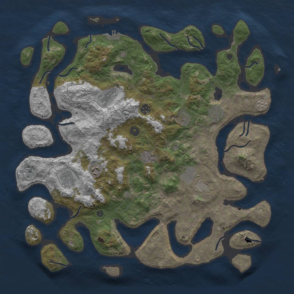 Rust Map: Procedural Map, Size: 4500, Seed: 443325713, 13 Monuments