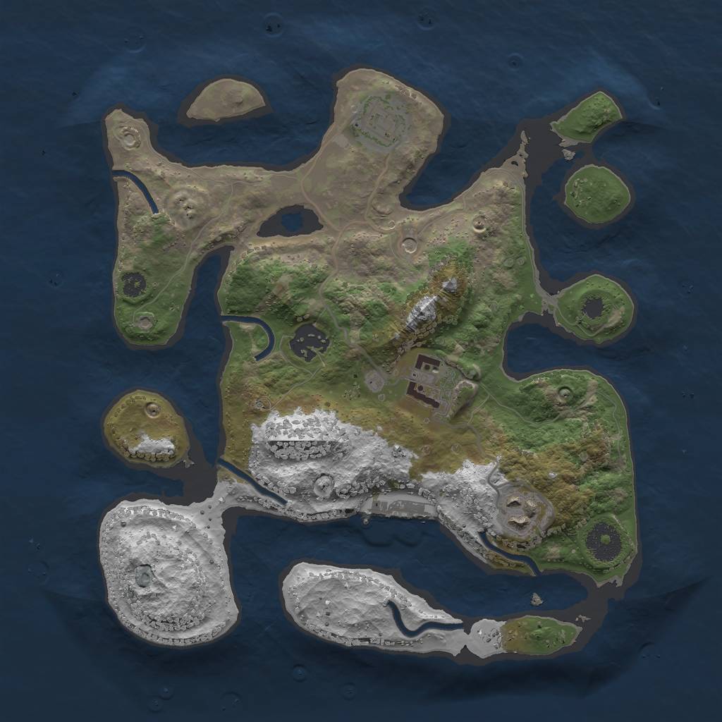 Rust Map: Procedural Map, Size: 3000, Seed: 2360, 8 Monuments