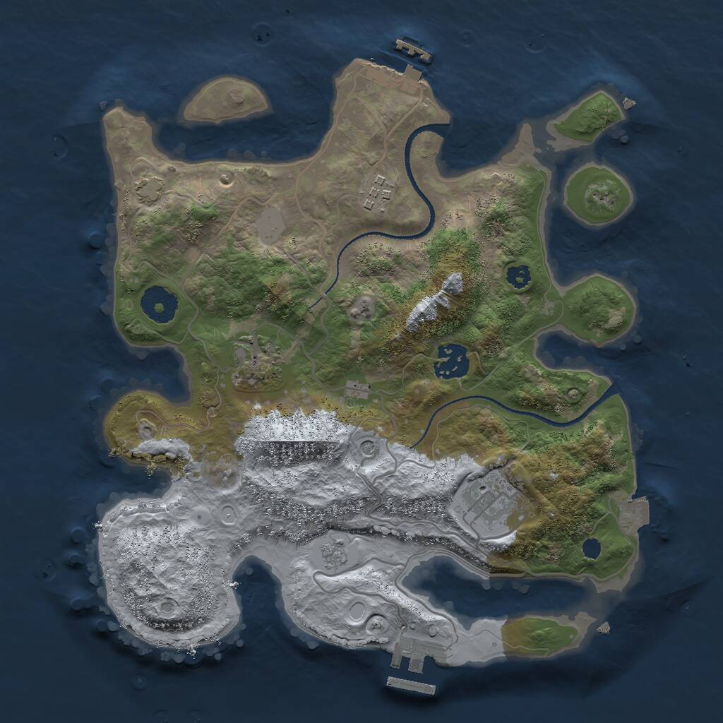Rust Map: Procedural Map, Size: 3000, Seed: 2360, 10 Monuments