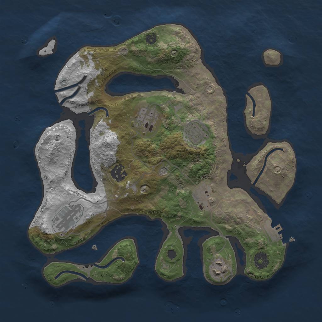 Rust Map: Procedural Map, Size: 3000, Seed: 1885789545, 10 Monuments