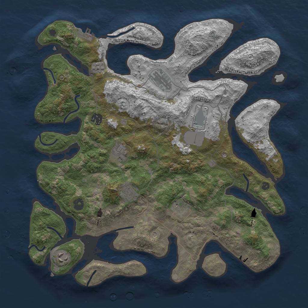 Rust Map: Procedural Map, Size: 4000, Seed: 279371, 12 Monuments