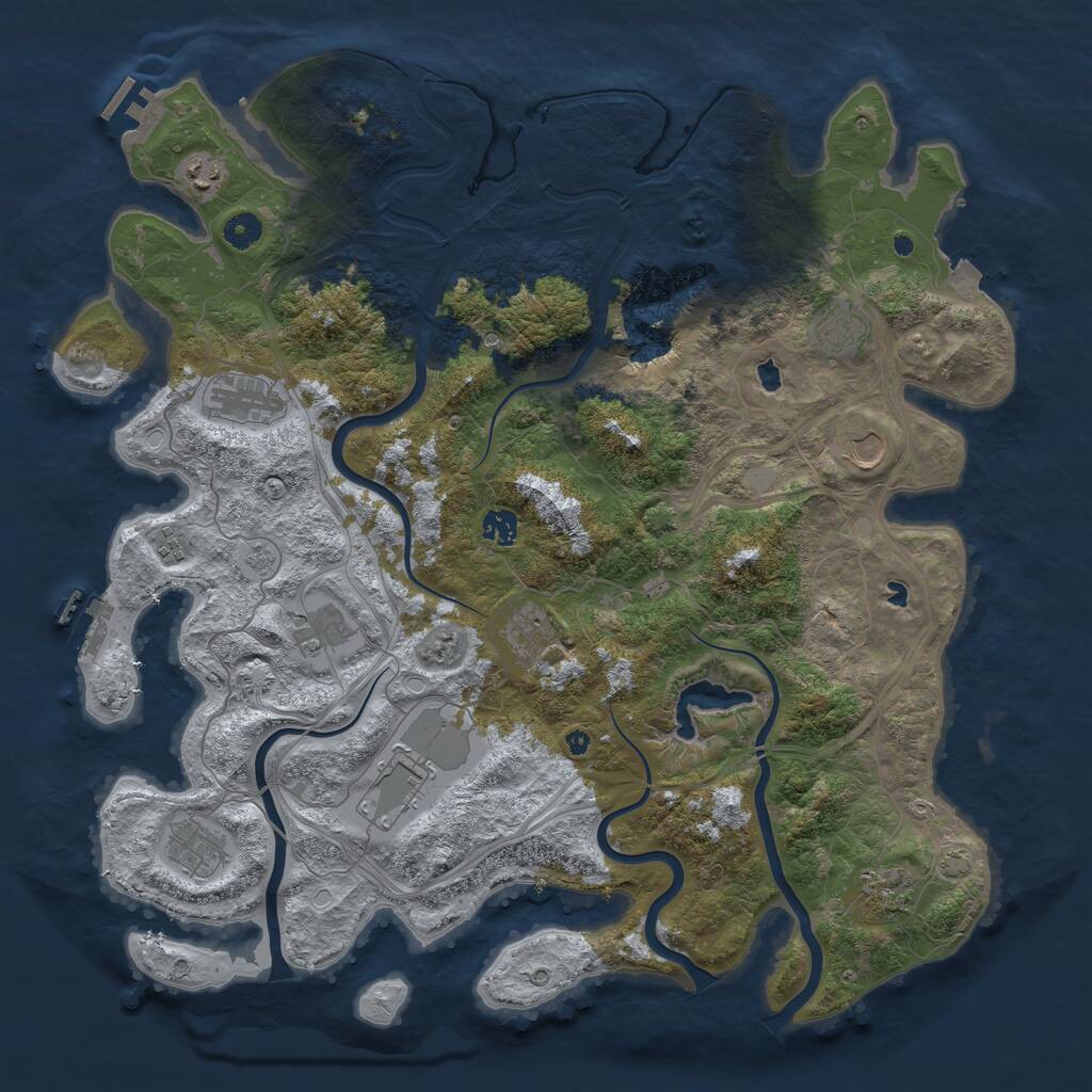 Rust Map: Procedural Map, Size: 4500, Seed: 97379750, 17 Monuments
