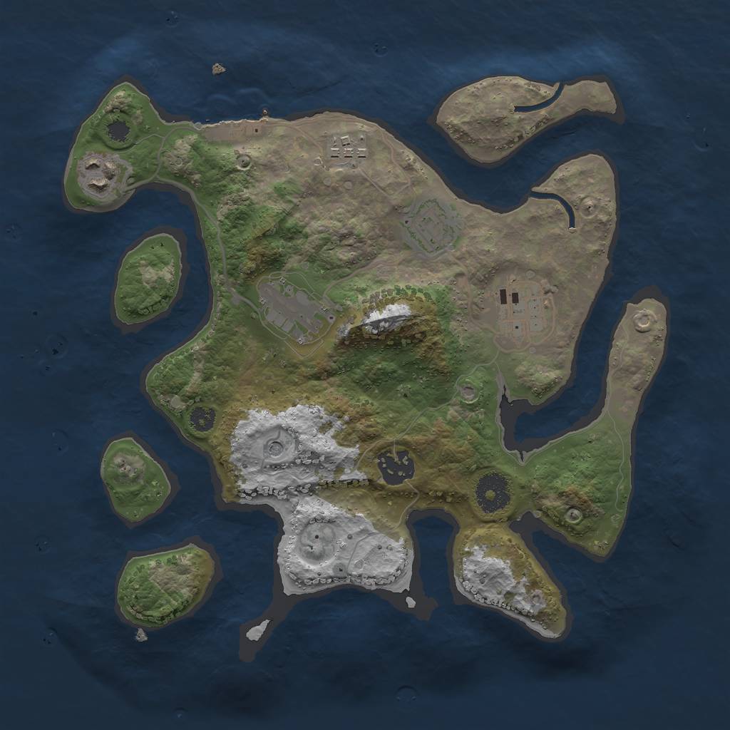 Rust Map: Procedural Map, Size: 3000, Seed: 7632, 10 Monuments