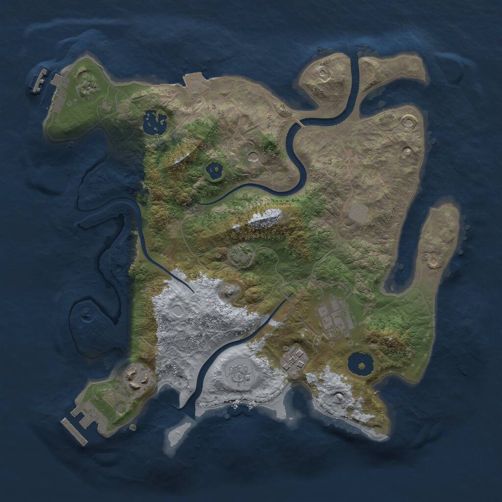 Rust Map: Procedural Map, Size: 3000, Seed: 7632, 10 Monuments