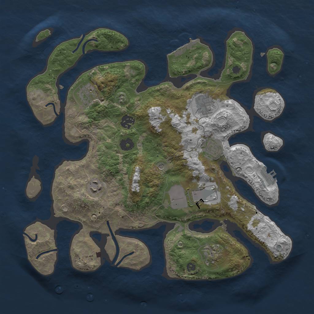 Rust Map: Procedural Map, Size: 3500, Seed: 213830029, 18 Monuments