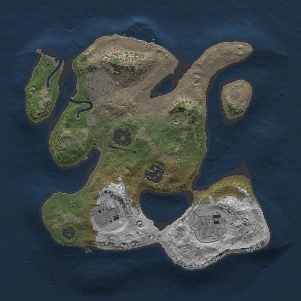 Rust Map: Procedural Map, Size: 2490, Seed: 7738, 8 Monuments