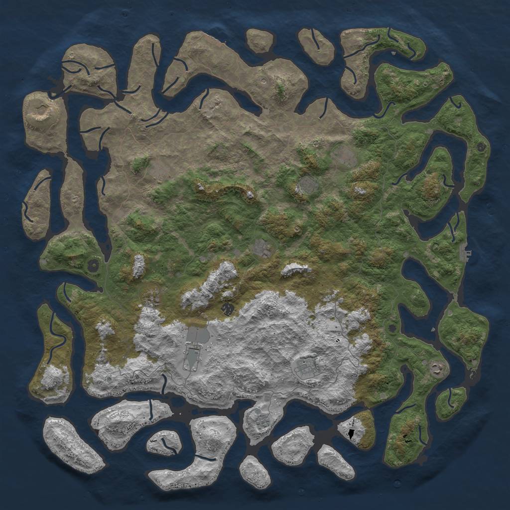 Rust Map: Procedural Map, Size: 6000, Seed: 837820754, 16 Monuments