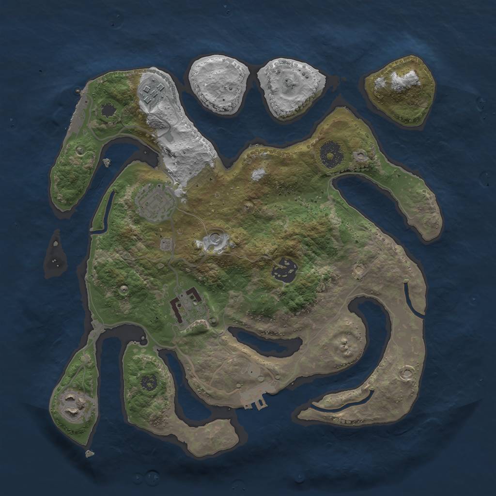 Rust Map: Procedural Map, Size: 3000, Seed: 2421063, 10 Monuments