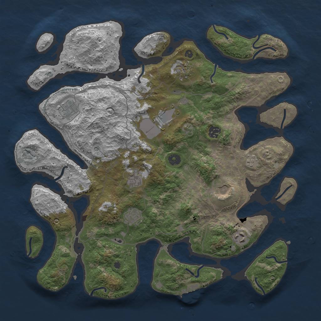 Rust Map: Procedural Map, Size: 4000, Seed: 1301525076, 13 Monuments