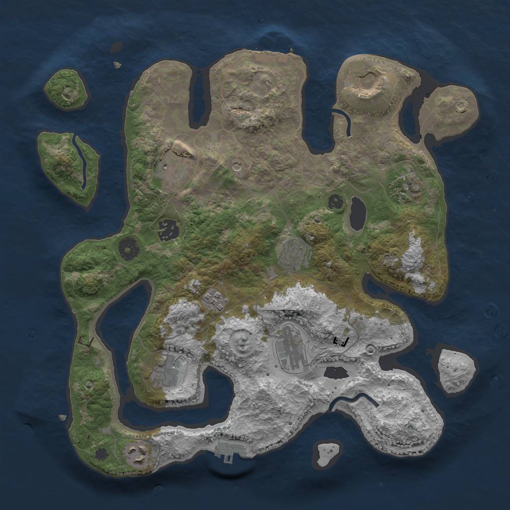 Rust Map: Procedural Map, Size: 3500, Seed: 778569579, 14 Monuments