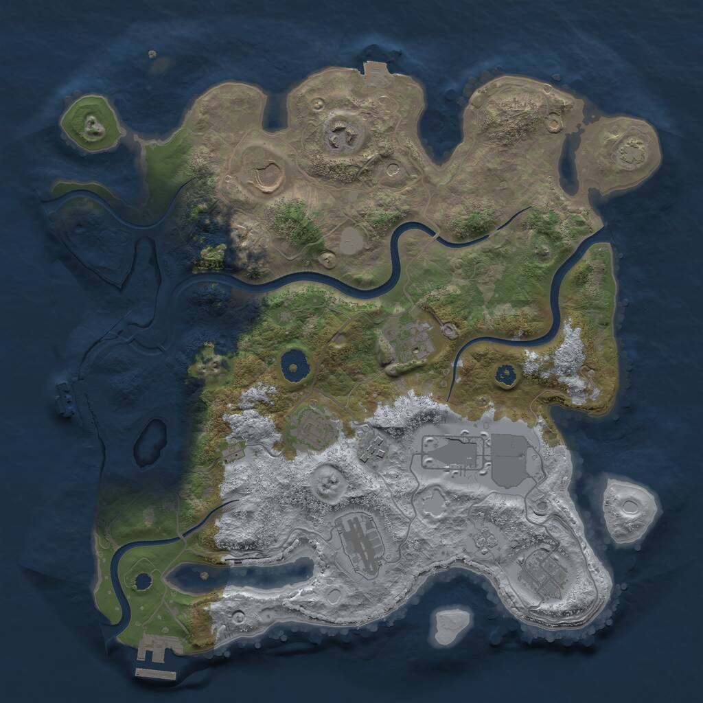 Rust Map: Procedural Map, Size: 3500, Seed: 778569579, 14 Monuments