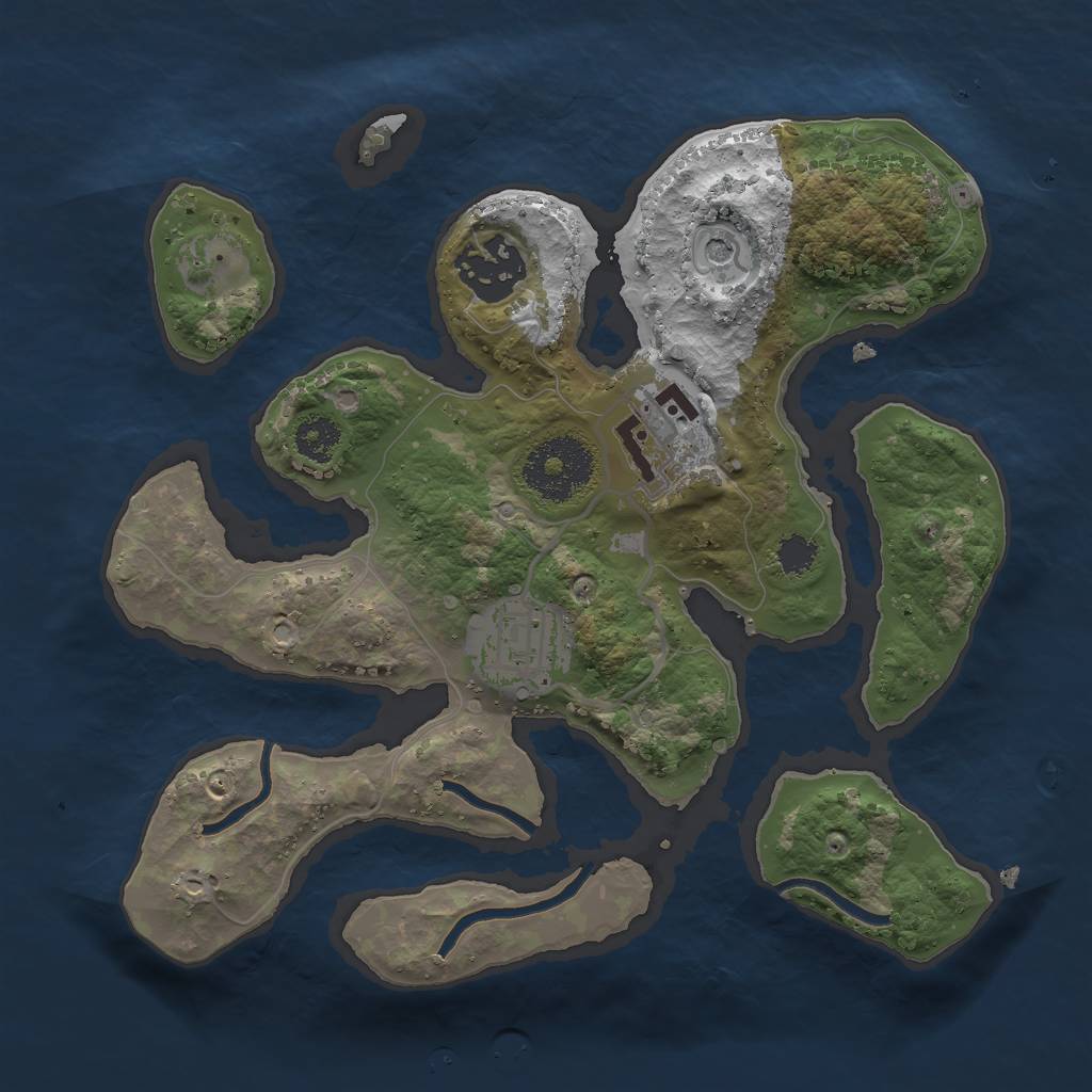 Rust Map: Procedural Map, Size: 2500, Seed: 7841, 6 Monuments