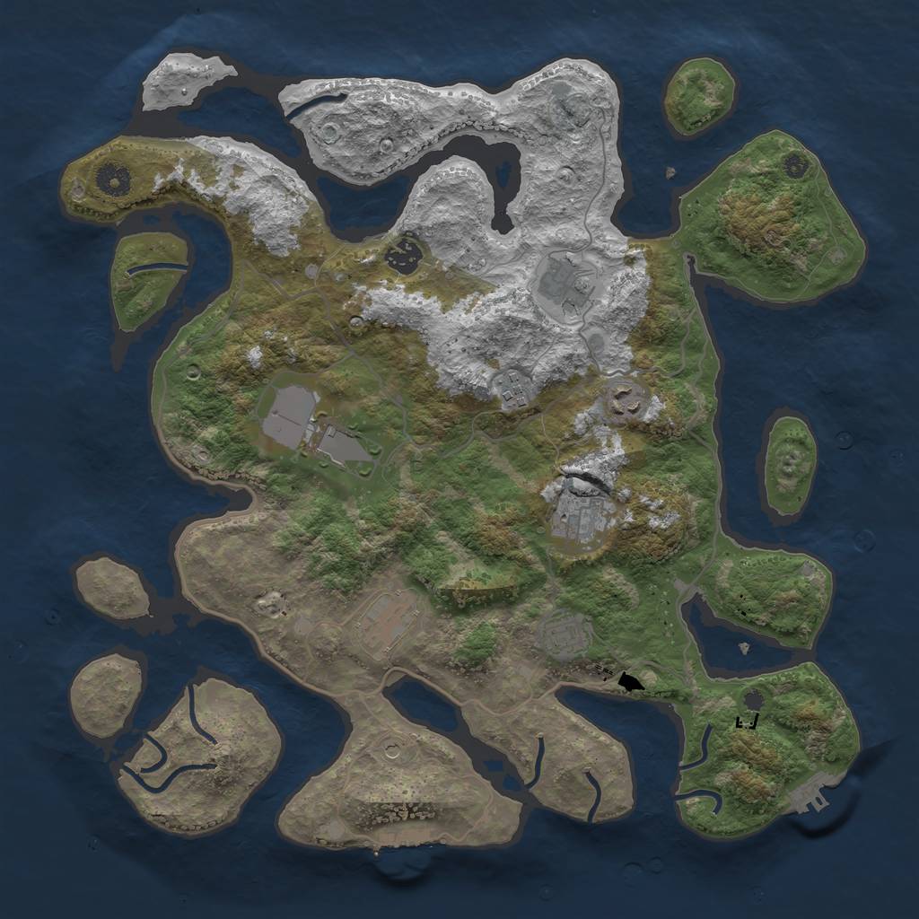 Rust Map: Procedural Map, Size: 4000, Seed: 1492595729, 13 Monuments