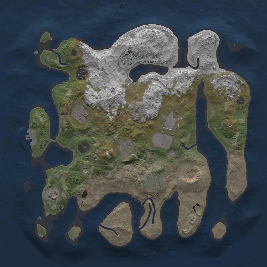 Rust Map: Procedural Map, Size: 3500, Seed: 19845685, 13 Monuments