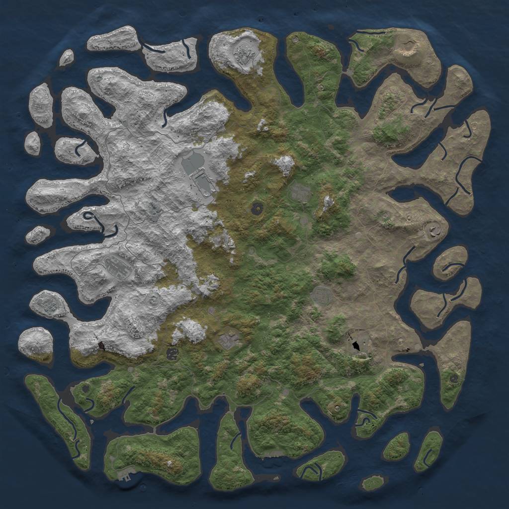 Rust Map: Procedural Map, Size: 6000, Seed: 45755, 16 Monuments