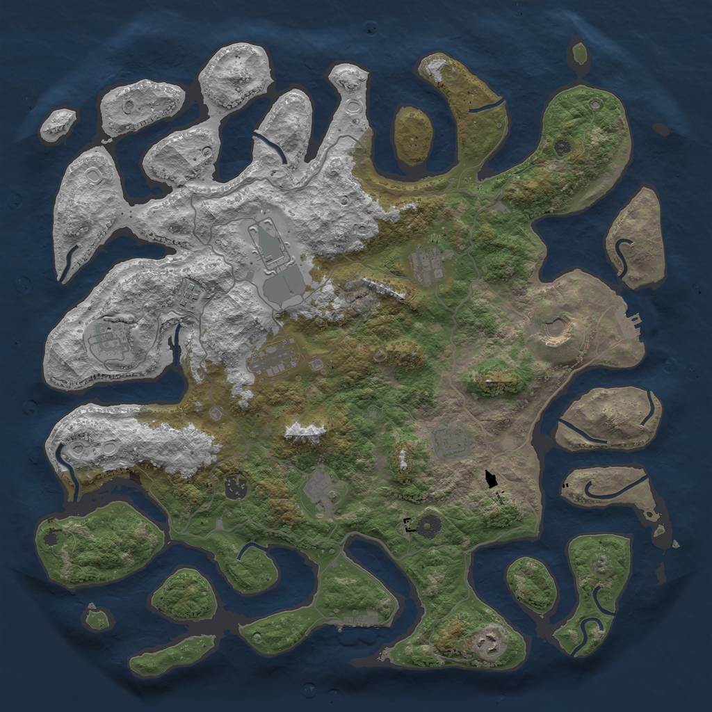 Rust Map: Procedural Map, Size: 4500, Seed: 998592561, 18 Monuments