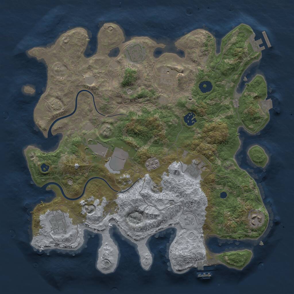 Rust Map: Procedural Map, Size: 3500, Seed: 6545235, 14 Monuments